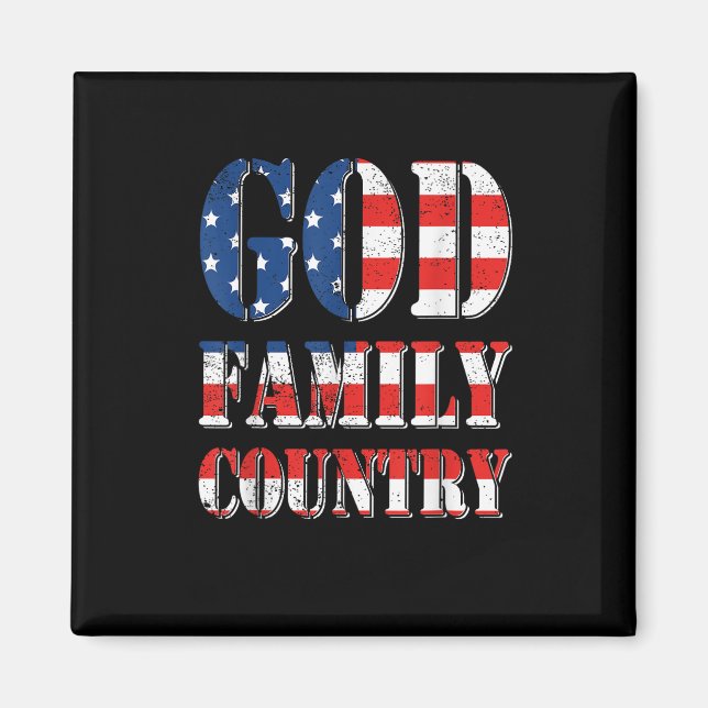 Proud American US Flagga God Family Land Magnet (Framsidan)