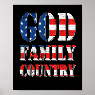 Proud American US Flagga God Family Land Poster