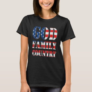 Proud American US Flagga God Family Land T Shirt