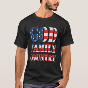 Proud American US Flagga God Family Land T Shirt