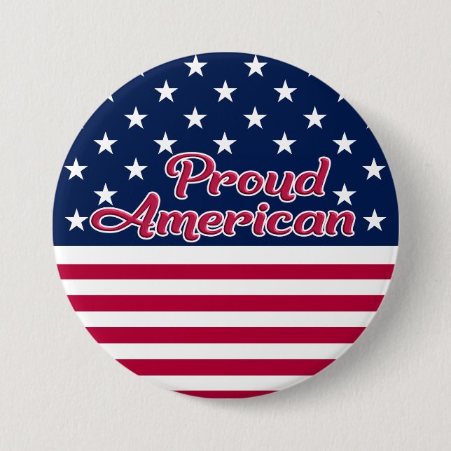 Proud American USA flagga stars och stripes Knapp (Framsida)