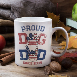 Proud American USA Pet Hund Pappa Älskare USA Flag Kaffemugg