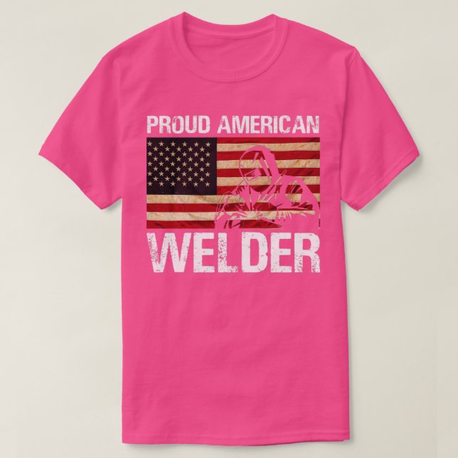 Proud American Welder Flagga T Shirt (Design framsida)