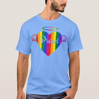 Proud Angel Heart Heart HGBTQ Rainbow Pride Flagga T Shirt