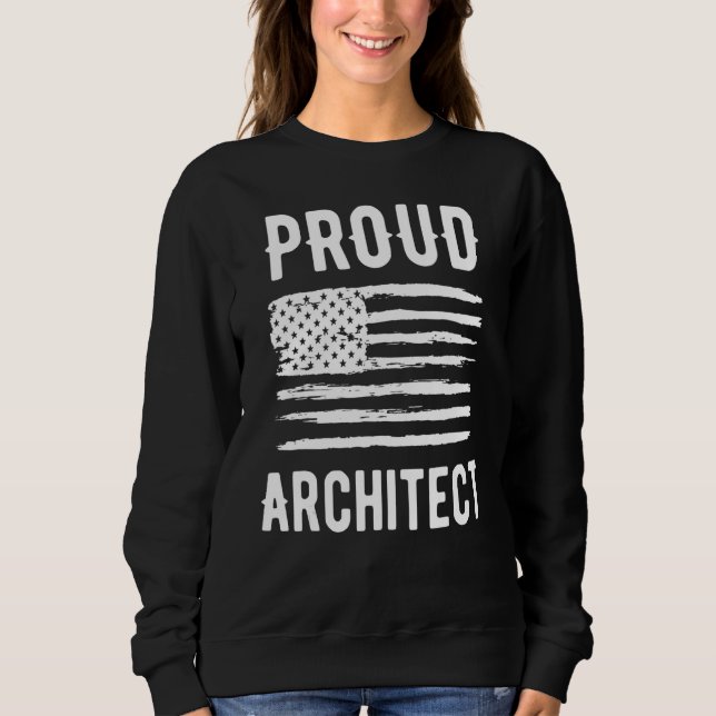 Proud Architect Profession American Flag T Shirt (Framsida)