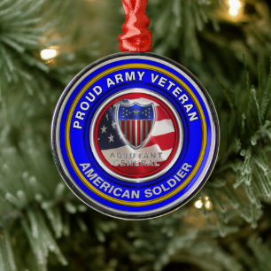 Proud Army Adutant General Veteran Julgransprydnad Metall