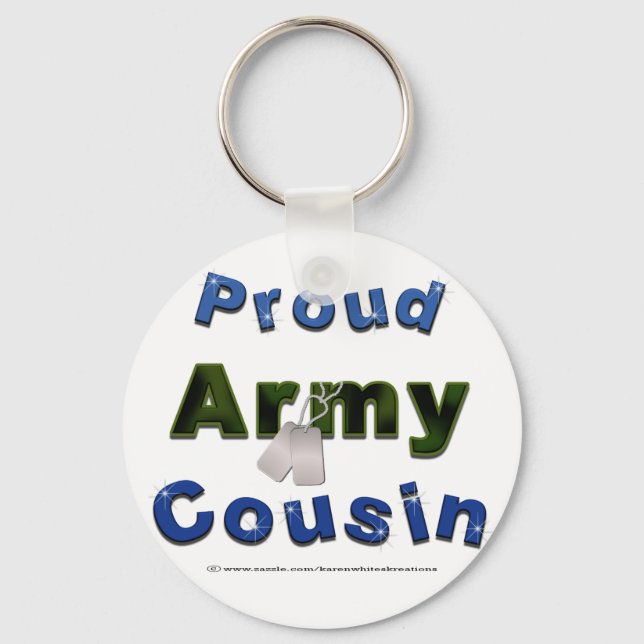 Proud Army Cousin Blue Keychain Nyckelring (Framsida)