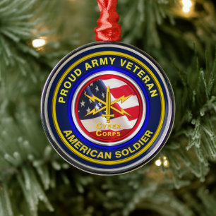 Proud Army Cyber Corps Veteran Keepsakjuljul Julgransprydnad Metall