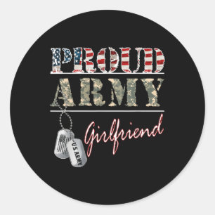 Proud Army Girlvän American Flagga Veteran Milita Runt Klistermärke