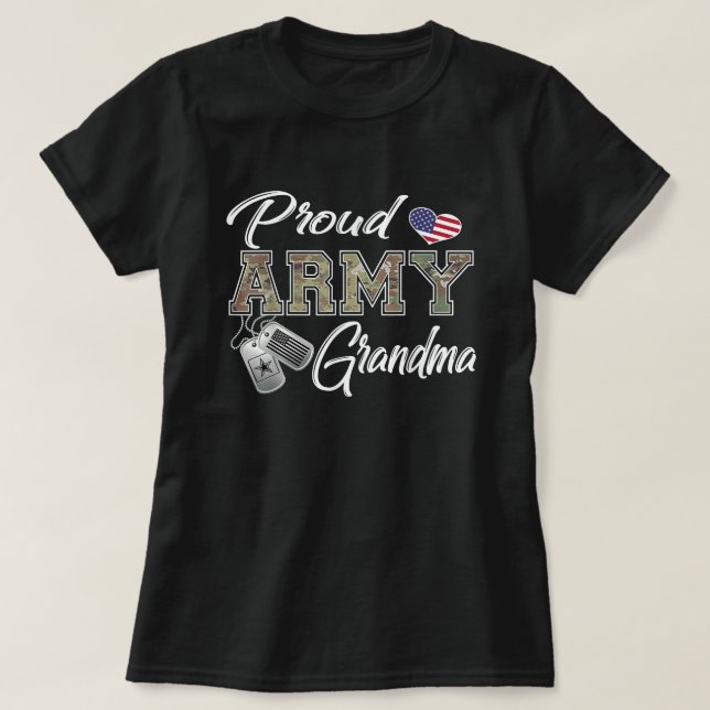 Proud Army Grandma Shirt Militärt Pride T Shirt (Design framsida)