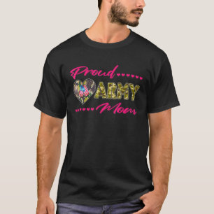 Proud Army Mamma Camo US Flagga Militär Moth T Shirt