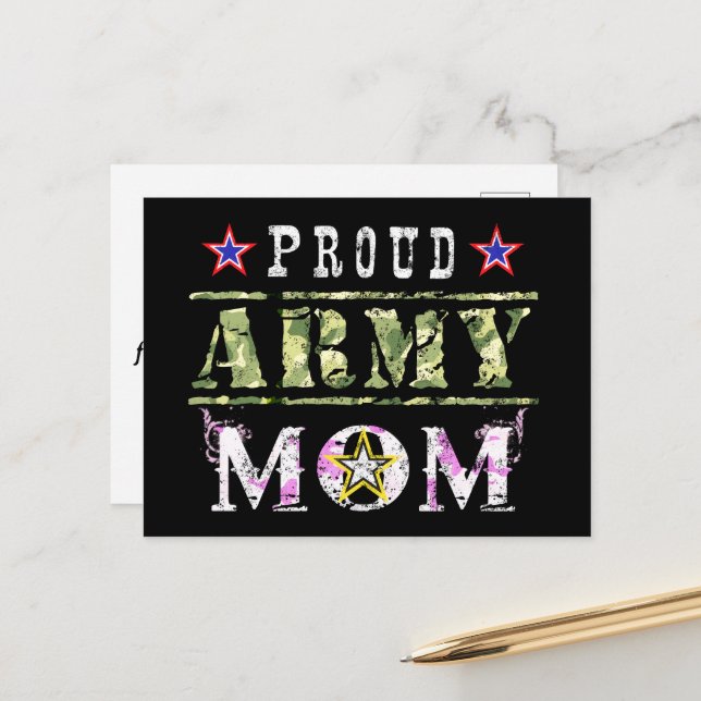 Proud Army Mamma Vykort (Fram/Back In Situ)