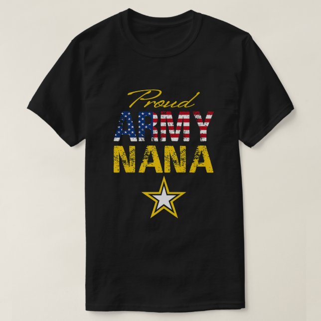 Proud Army Nana militärt Pride USA flagga T Shirt (Design framsida)