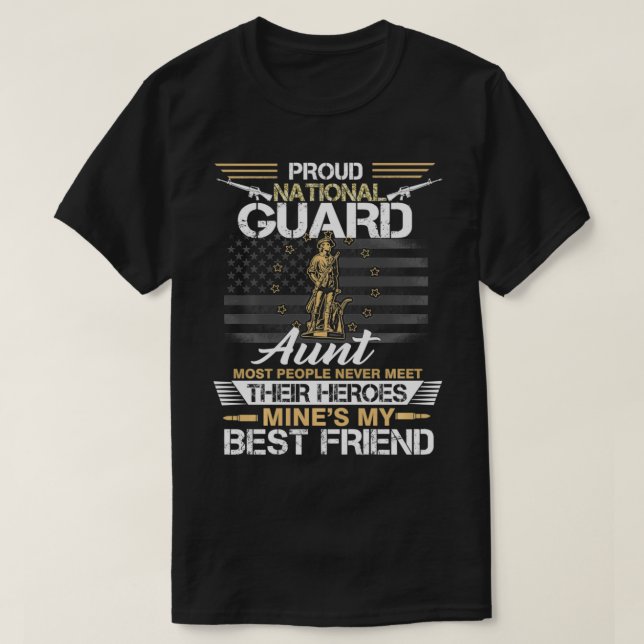Proud Army National Guard Aunt Flag  U T Shirt (Design framsida)