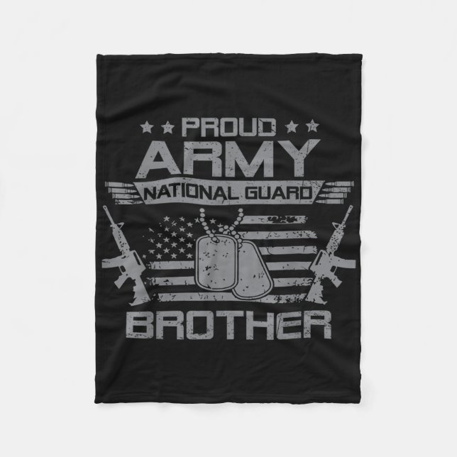 Proud Army National Guard Brother Flagga Usa Milit Fleecefilt (Framsidan)