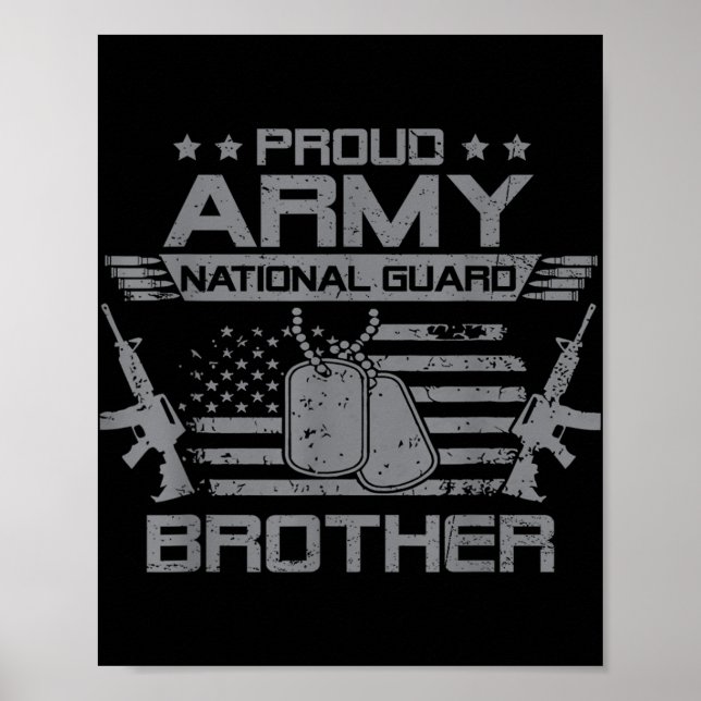 Proud Army National Guard Brother Flagga Usa Milit Poster (Framsidan)