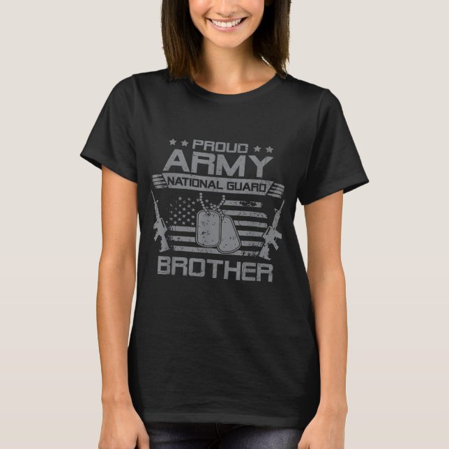 Proud Army National Guard Brother Flagga Usa Milit T Shirt (Framsida)