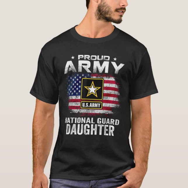 Proud Army National Guard Dotter with American F T Shirt (Framsida)