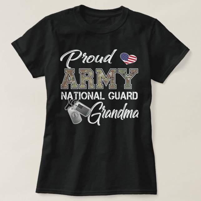 Proud Army National Guard Grandma militärt Pride T Shirt (Design framsida)