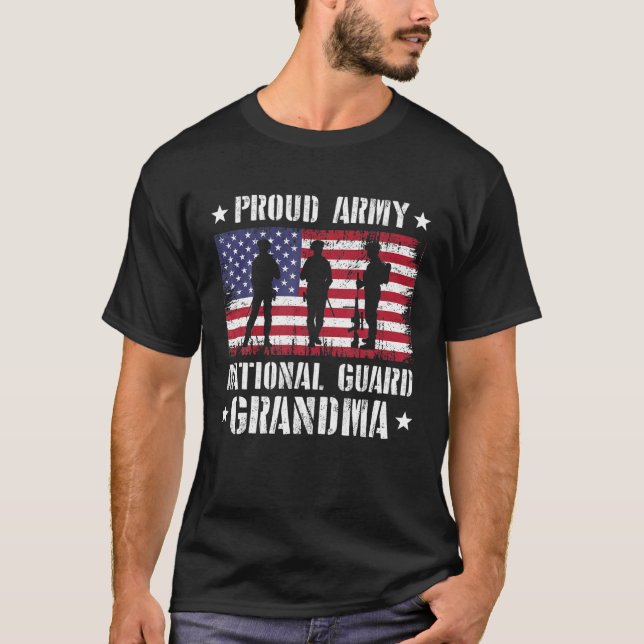 Proud Army National Guard Grandma Military America T Shirt (Framsida)