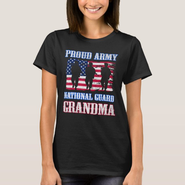  Proud Army National Guard Grandma USA Veteran T Shirt (Framsida)