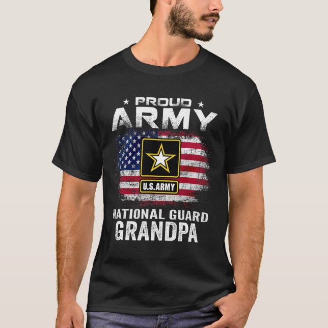 Proud Army National Guard Grandpa med American Fl T Shirt (Framsida)