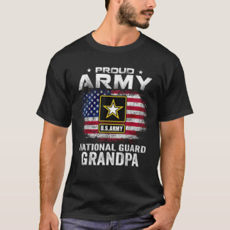 Proud Army National Guard Grandpa med American Fl T Shirt
