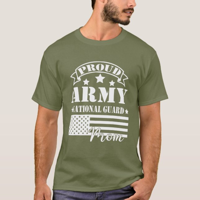 Proud Army National Guard Mamma Funny Militär Mamm T Shirt (Framsida)