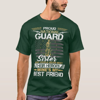 Proud Army National Guard Sister Flagga US T Shirt