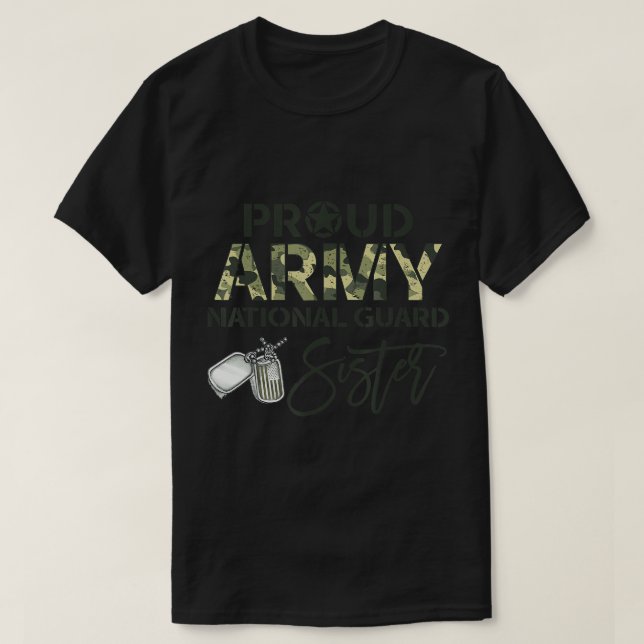 Proud Army National Guard Sister USA Milii Fami T Shirt (Design framsida)
