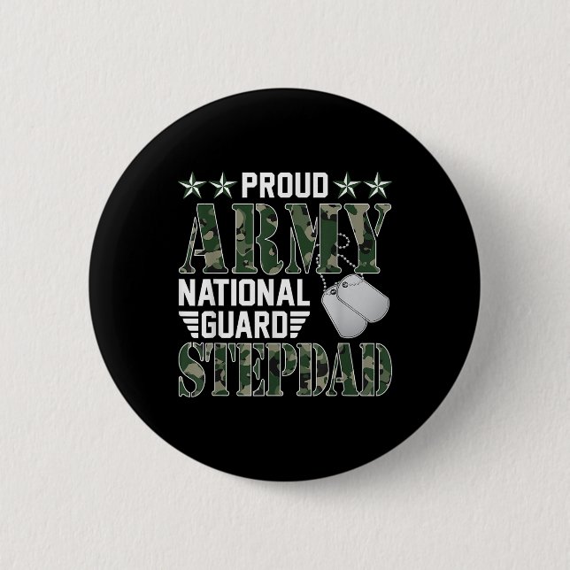 Proud Army National Guard Stepdad Militärfamilj Knapp (Framsida)