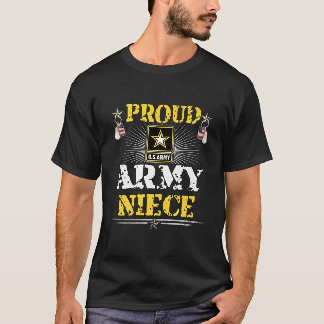 Proud Army Niece Shirt Military Veteran Pri T (Framsida)