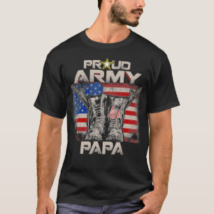 Proud Army Pappa America Flagga US Militärt Pride T Shirt