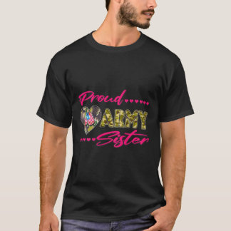 Proud Army Sister Camo US Flagga Hund Militär Si T Shirt