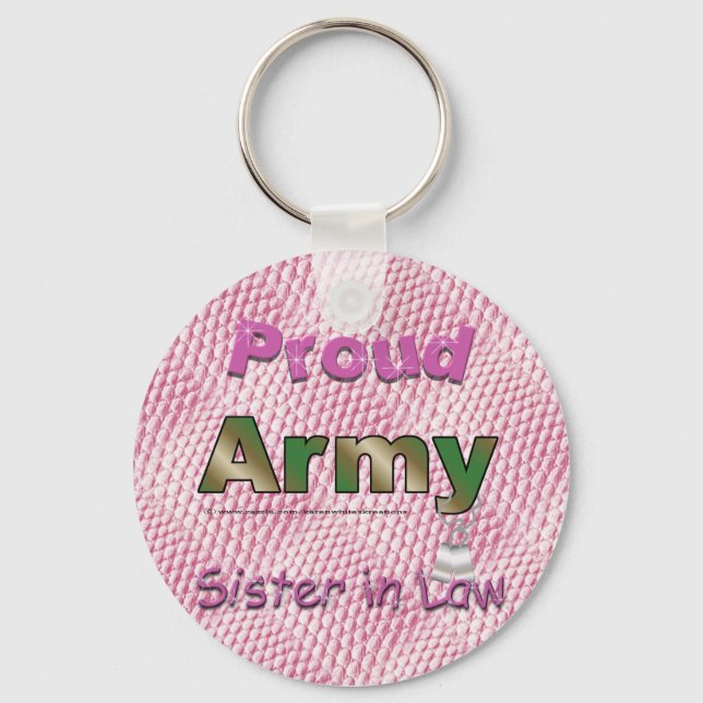 Proud Army Sister in Law Keychain Nyckelring (Framsida)