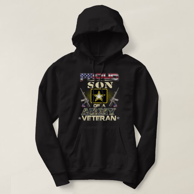 Proud Army Son Veteran USA flagga ger gåvor till F Hoodie (Design framsida)