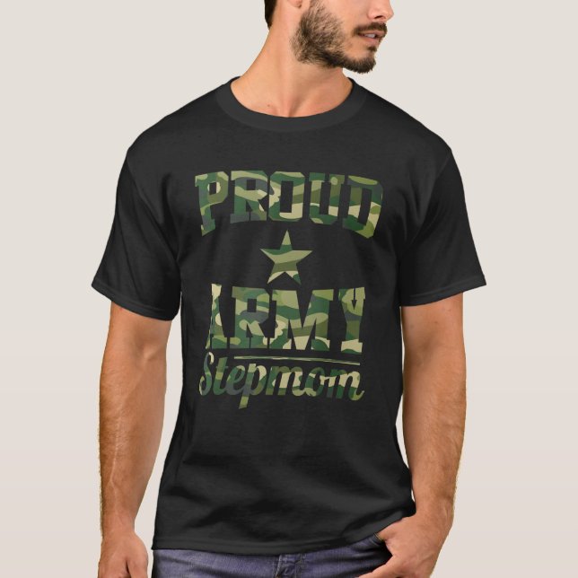 Proud Army Stepmamma Army Mamma Womens Mors dag T Shirt (Framsida)