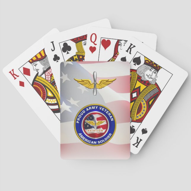 Proud Army Veteran Aviation USA flagga Casinokort (Baksidan)