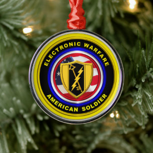Proud Army Veteran Electronic Warfare jul Julgransprydnad Metall