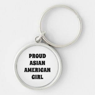 Proud Asian American Girl, svart vit Rund Silverfärgad Nyckelring