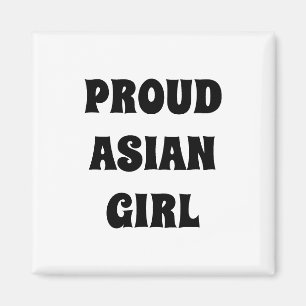 Proud Asian Girl, svart vitt Magnet