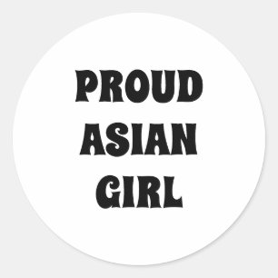 Proud Asian Girl, svart vitt Runt Klistermärke