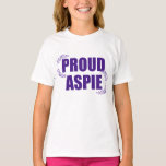Proud Aspie Söt Lila Asperger Syndrome Kids T Shirt<br><div class="desc">En söt Asperger Syndrome pride barn till tröja för en tjej med viner från söt lila blommigt som bildar en coola krans runt ord Proud Aspie.</div>