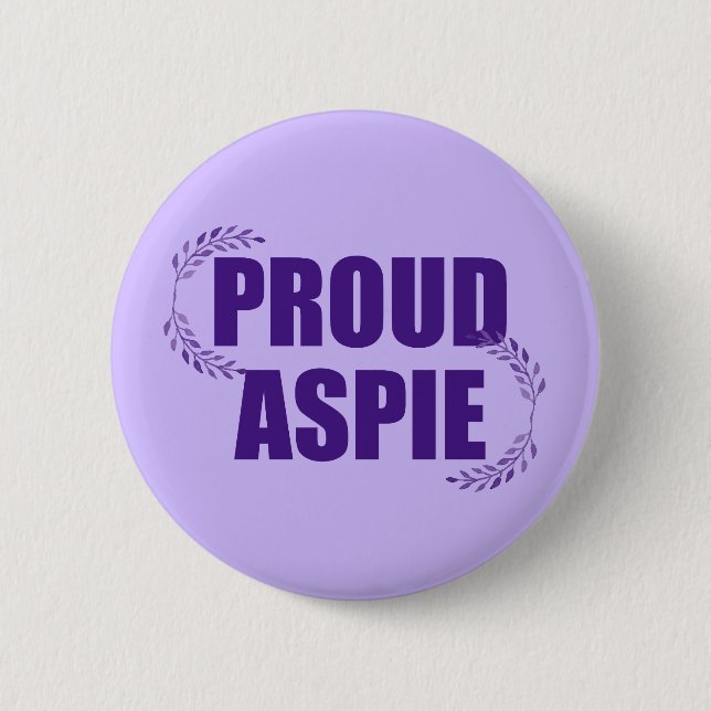 Proud Aspie Söt Lila Asperger Syndrome Knapp (Framsida)