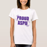 Proud Aspie Söt Lila Asperger Syndrome T Shirt<br><div class="desc">En söt Asperger Syndrome-pride med viner av söt lila blommigt som bildar en coola utandning runt ord Proud Aspie.</div>