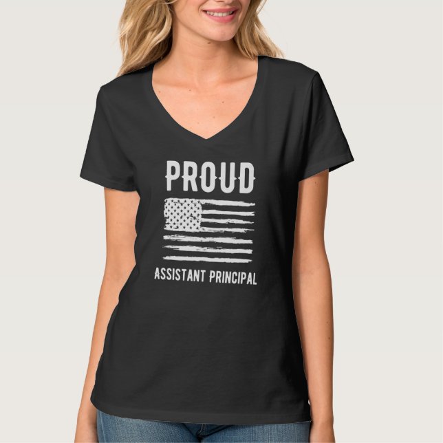 Proud Assistant Principal Profession American Flag T Shirt (Framsida)