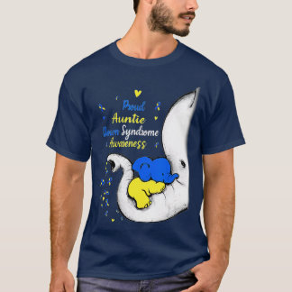 Proud Auntie Down Syndrome Awareness Day Elephant T Shirt