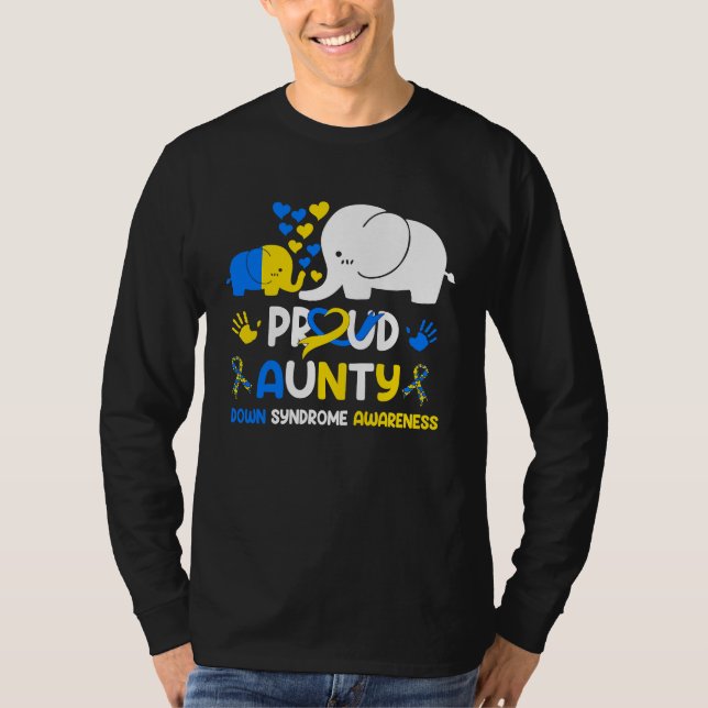 Proud Aunty Down Syndrome Awareness Yellow Blue Ri T Shirt (Framsida)