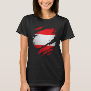 Proud Austria Torn Ripping Austria Flagga T Shirt