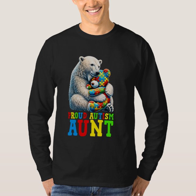 Proud Autism Aunt Bear Autism Awareness Autistic S T Shirt (Framsida)